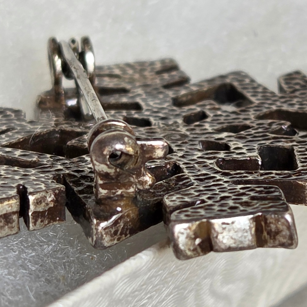 Vintage AK Geometric Rhinestone Brooch Gunmetal Silver Tone Art Deco Signed - Picture 5 of 8